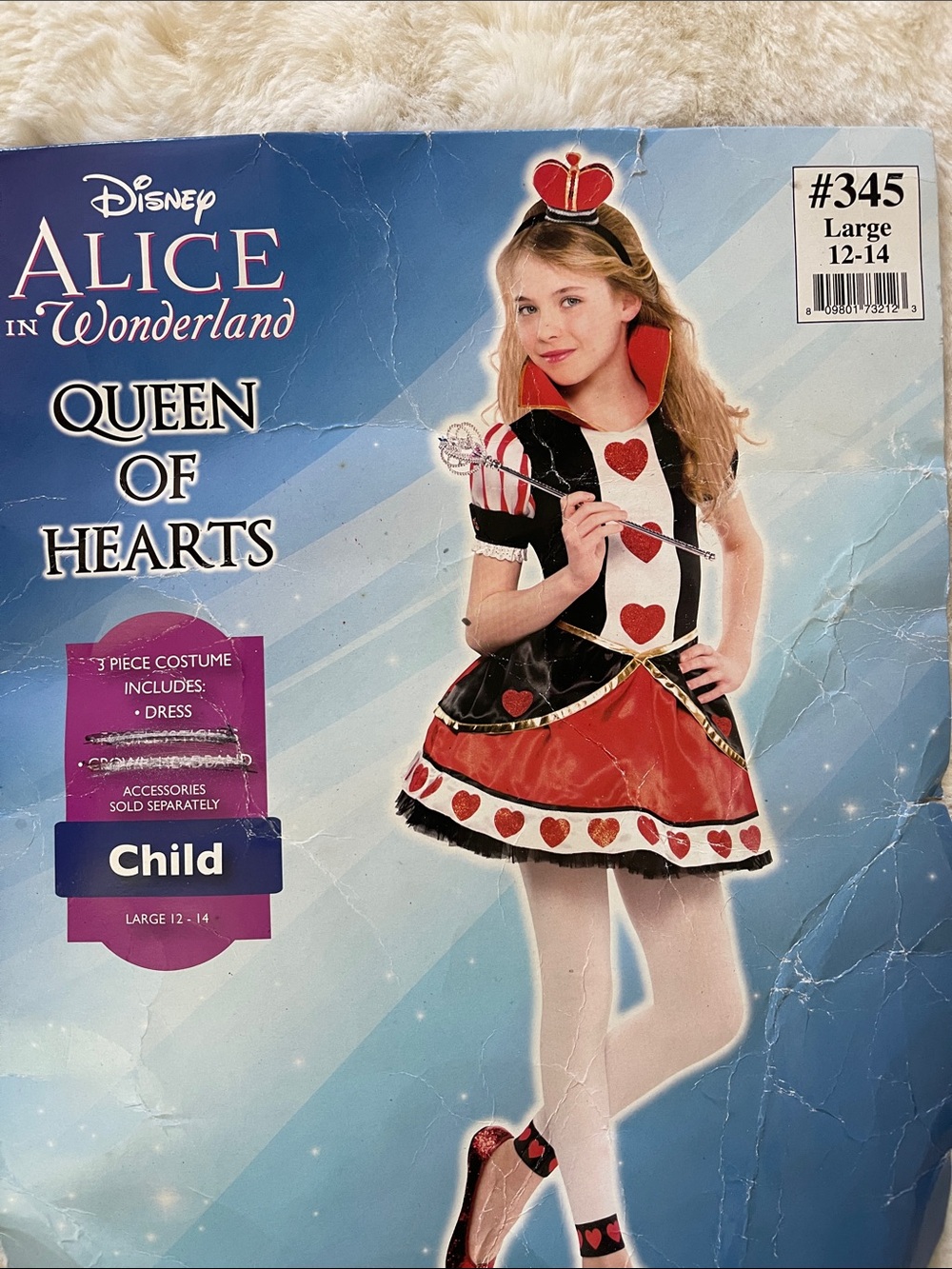 Disney Queen of Hearts Child Costume - Red, Black & White (Large 12-14)